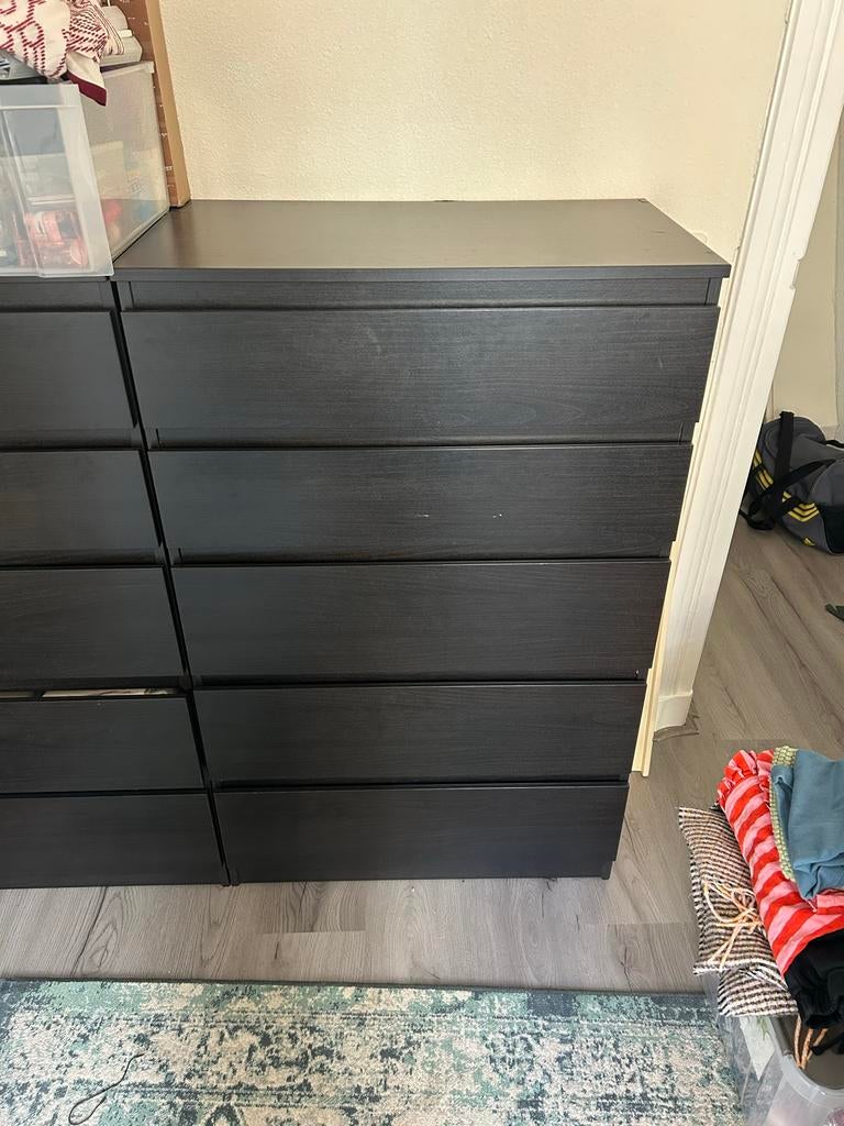 IKEA KULLEN Ladekast zwart met 5 Lades, Huis en Inrichting, Kasten | Ladekasten, Ophalen, Gebruikt, 5 laden of meer, 100 tot 150 cm