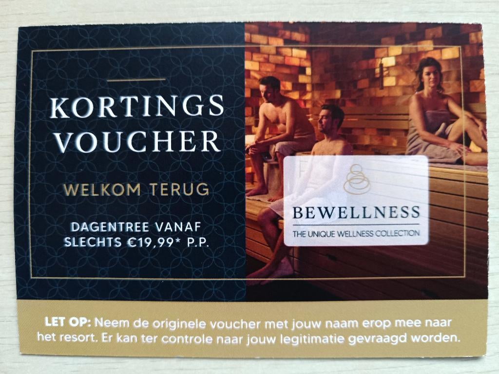 2 kortingscodes voor een sauna van bewellness, Twee personen, Kortingsbon, Spa of Sauna