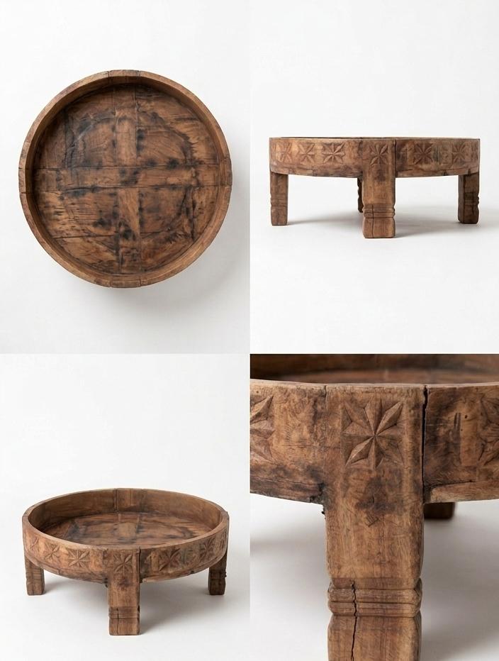 Chakki tafel van teakhout - stoer en sober-landelijk-oosters, Huis en Inrichting, Tafels | Salontafels, Ophalen, Gebruikt, 50 tot 100 cm