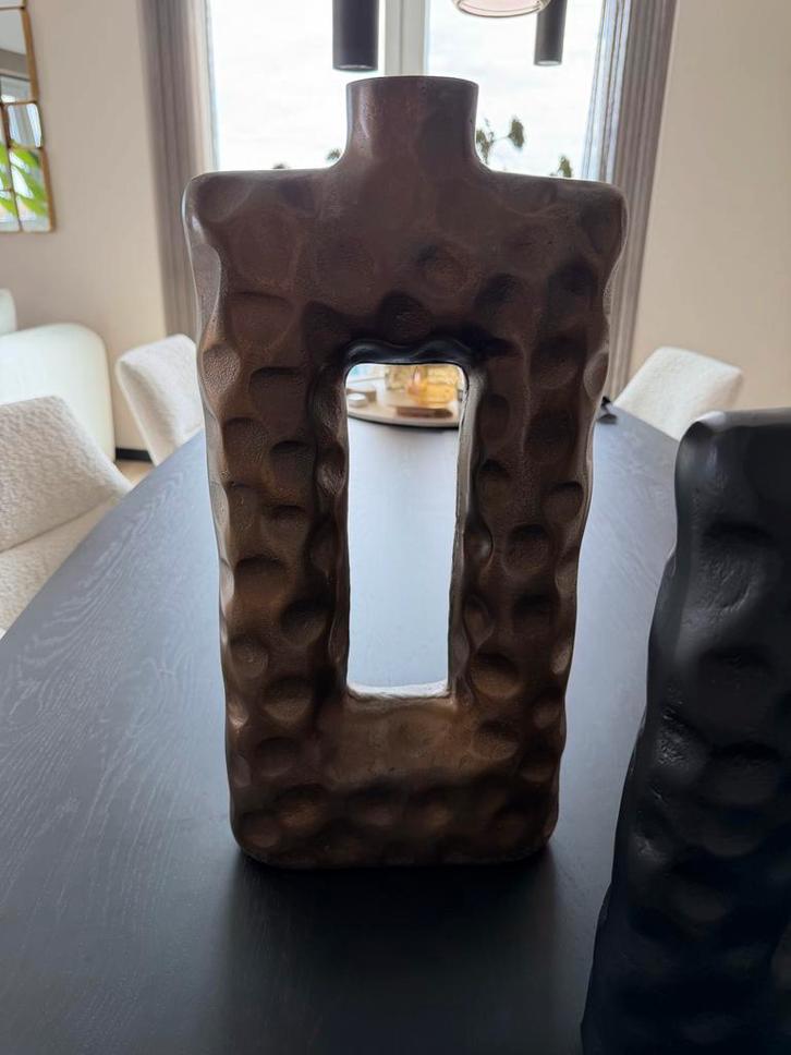 Richmond Interiors vaas Samuel - brushed gold en alain black, Huis en Inrichting, Woonaccessoires | Vazen, Nieuw, Overige kleuren