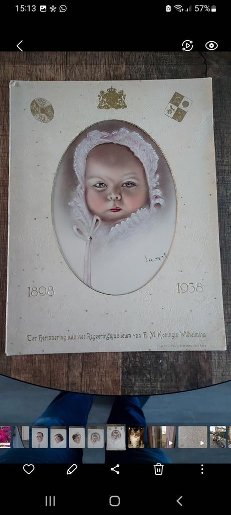 Oude prent Koningin Wilhelmina Regeringsjubileum 1898-1938, Antiek en Kunst, Ophalen of Verzenden