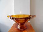Art Deco grote Schaal op voet Boheems, amber, Ophalen of Verzenden