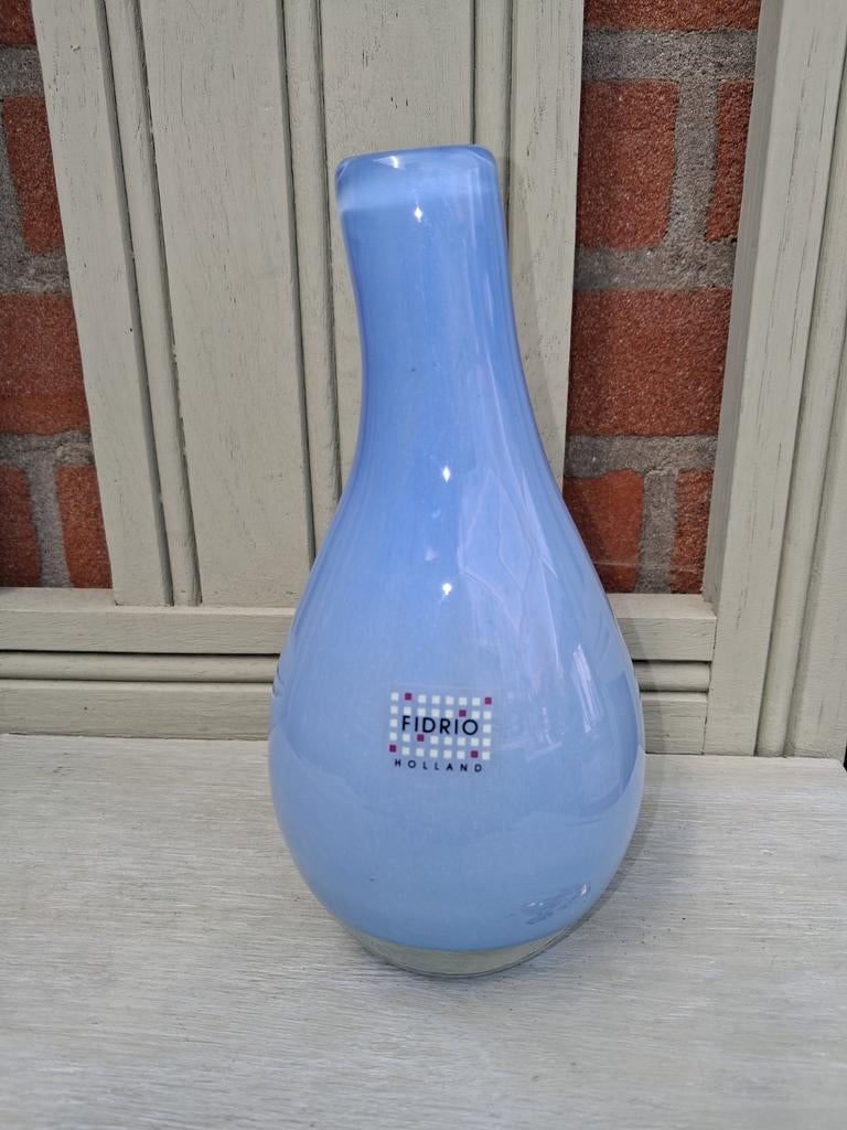 Fidrio Holland glazen vaas, lichtblauw, Ophalen of Verzenden