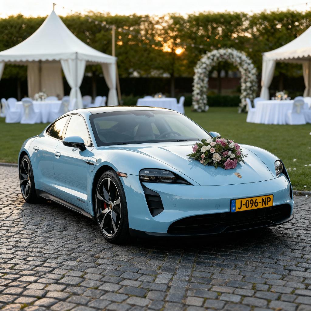 Trouwauto huren: Porsche Taycan incl chauffeur! €299,- 4uren, Met chauffeur, Personenauto