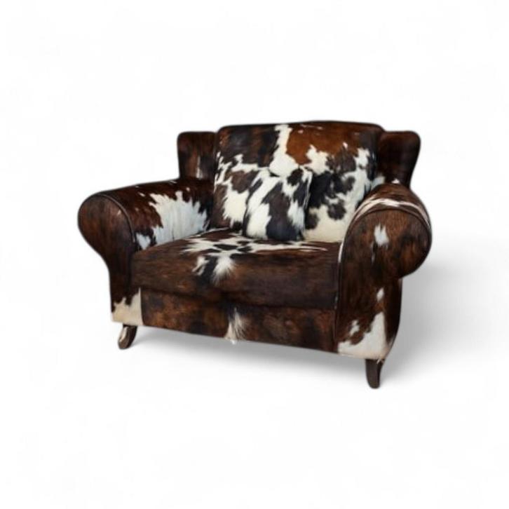 Fauteuil Bommel in echt koeienhuid - Pakhuis21, Huis en Inrichting, Fauteuils, Nieuw, Leer, 75 tot 100 cm, 75 tot 100 cm, Ophalen of Verzenden