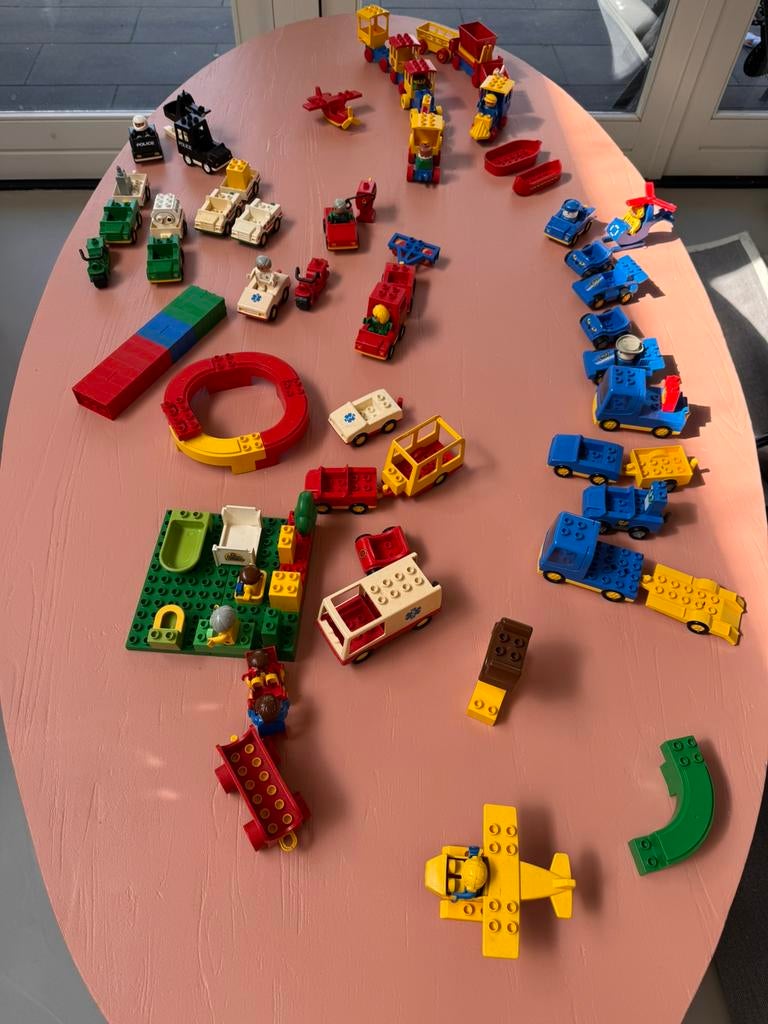 Vintage Duplo Lego Treinset & Bouwstenen met Poppetjes, Gebruikt, Ophalen of Verzenden, Duplo, Inclusief accessoires