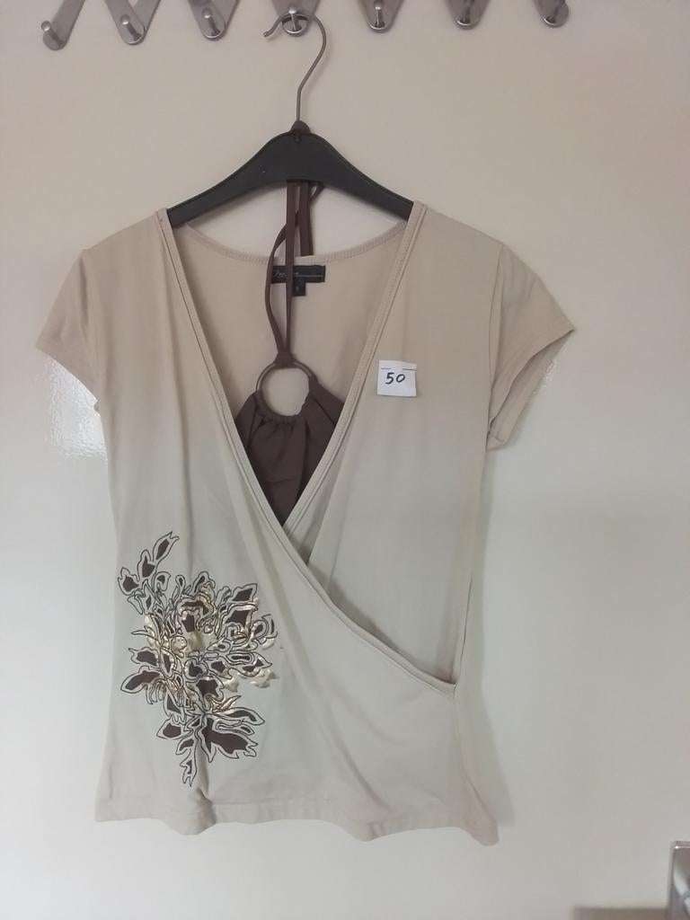 50 Beige/bruin shirtje van Zackxhi maat S, Beige, Maat 46/48 (XL) of groter, Ophalen of Verzenden, Zo goed als nieuw
