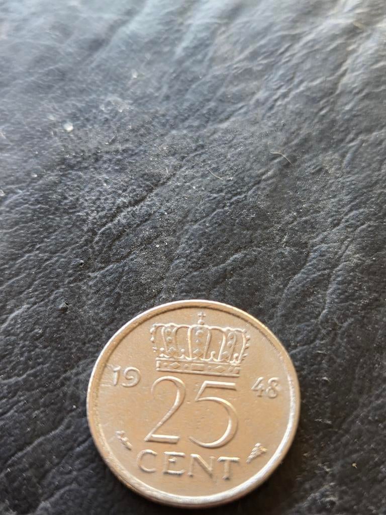 Zilveren 25 Cent Koningin Wilhelmina 1948, Verzenden, Zilver, 25 cent, Koningin Wilhelmina