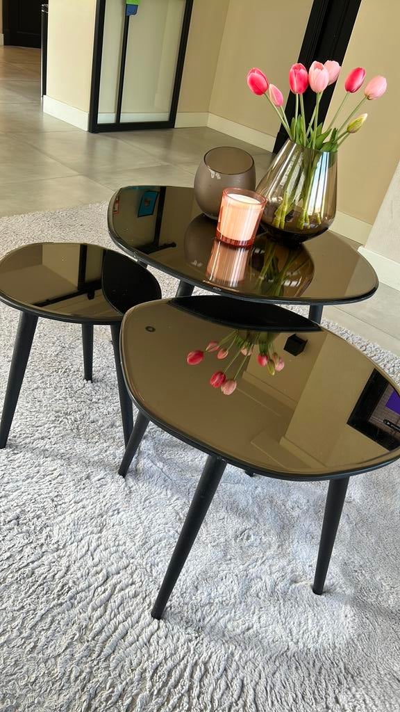 3 mooie salontafels / bijzettafels Light & Living DIVO, Ophalen, 50 tot 100 cm, Rond, Zo goed als nieuw