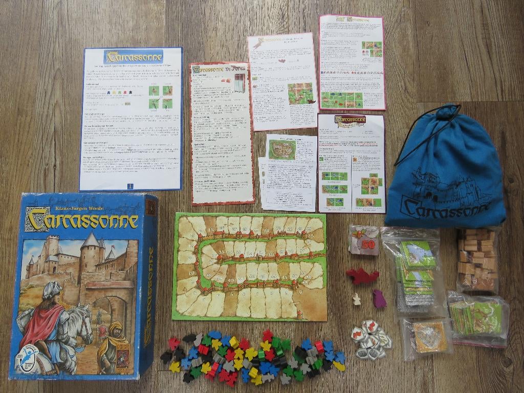 Carcassone spel met 5 uitbreidingen, Hobby en Vrije tijd, Gezelschapsspellen | Bordspellen, Vijf spelers of meer, Ophalen, Gebruikt