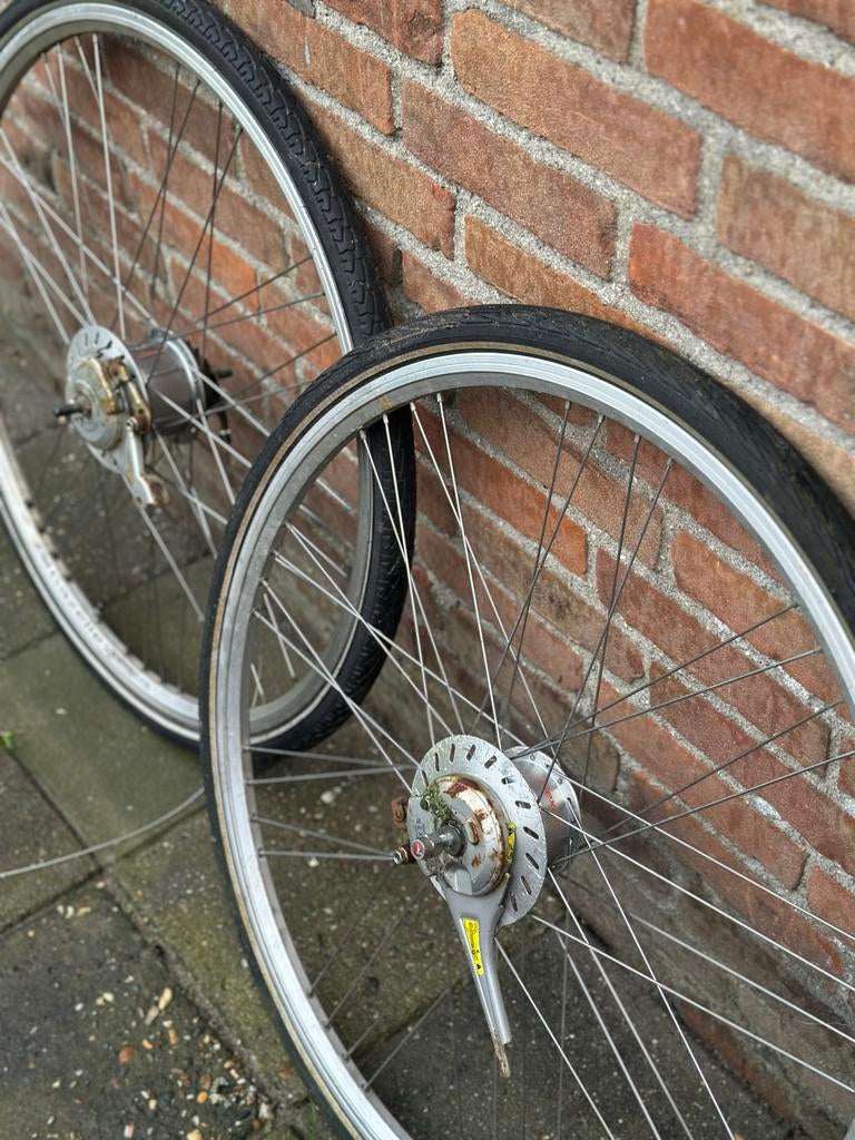 Diverse fiets onderdelen: wielen, voorvork, crankstel, Ophalen of Verzenden, Gebruikt