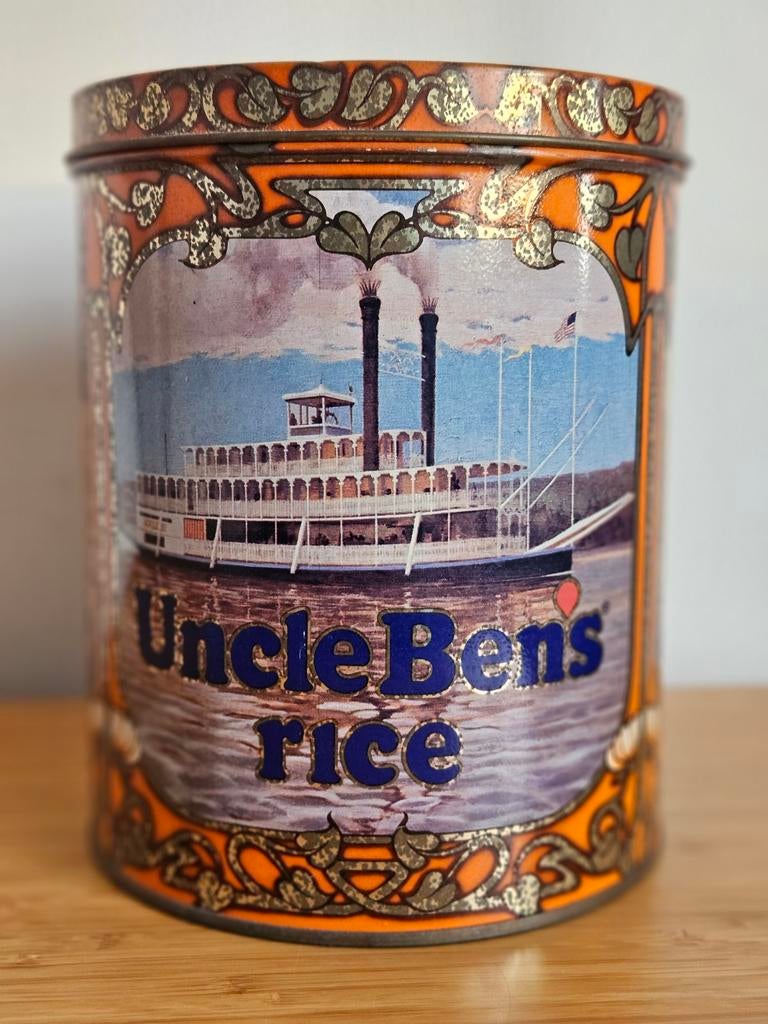 Vintage blik van Uncle Ben's Rice, Ophalen of Verzenden, Gebruikt, Overige