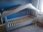 1 pers bed.kinderbedmet stoffen dakje, lattenbodem en matras, Lattenbodem, 85 tot 100 cm, Gebruikt, Ophalen of Verzenden