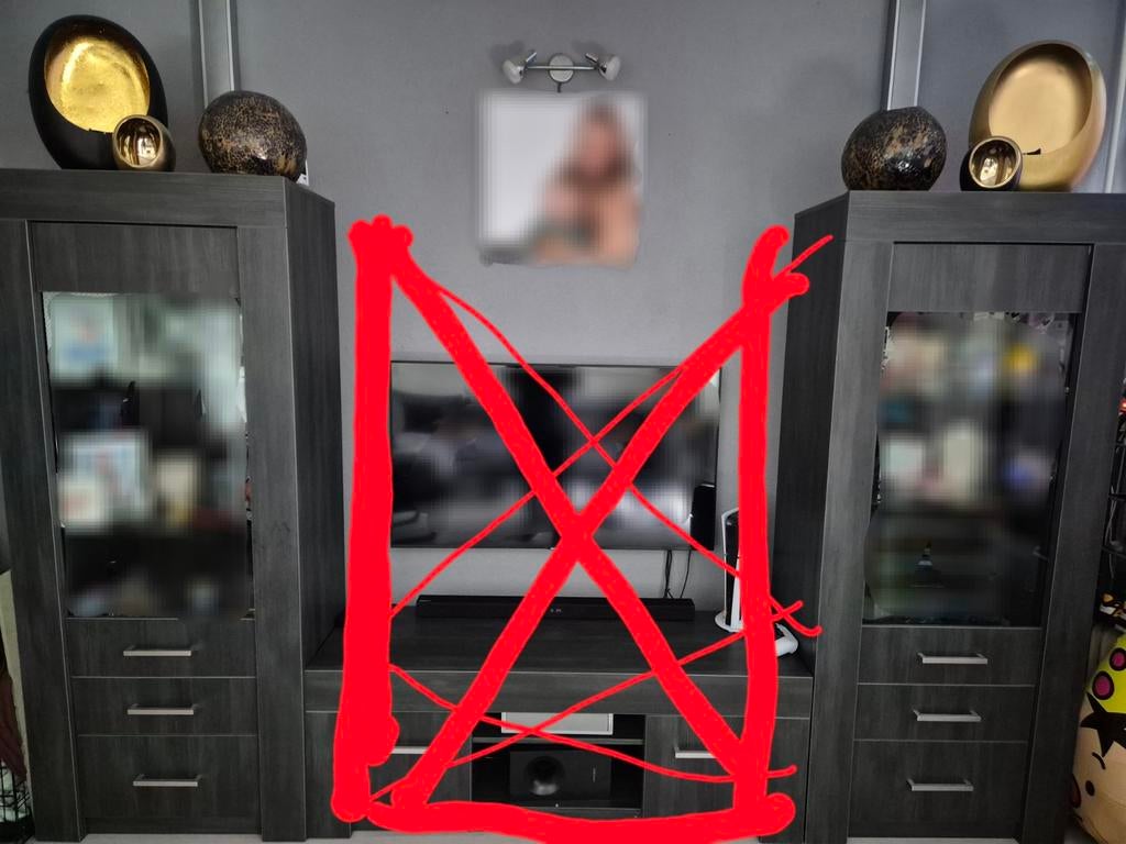 2 Vitrine Kasten met lades Antraciet + Salon Tafel, Ophalen, Zo goed als nieuw