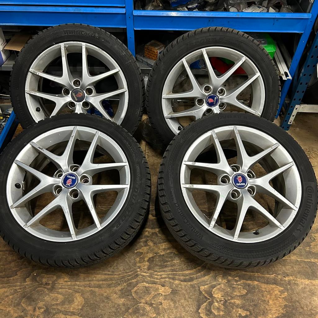 Saab 5 spoke twin velgen 17 inch/Alu 50/zonder banden, Auto-onderdelen, Ophalen, Gebruikt, Velg(en), 17 inch
