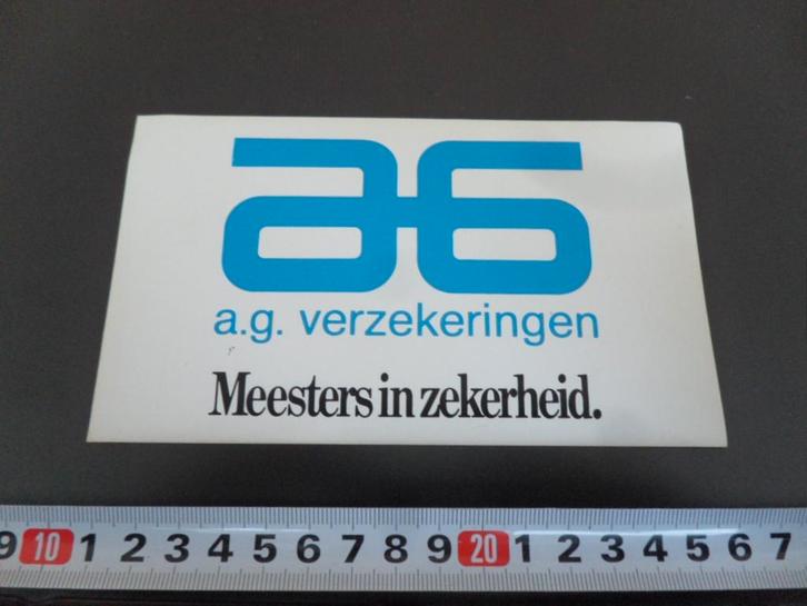 sticker A.G. Verzekeringen Meesters in zekerheid, Hobby en Vrije tijd, Stickers en Plaatjes, Zo goed als nieuw, Sticker, Ophalen