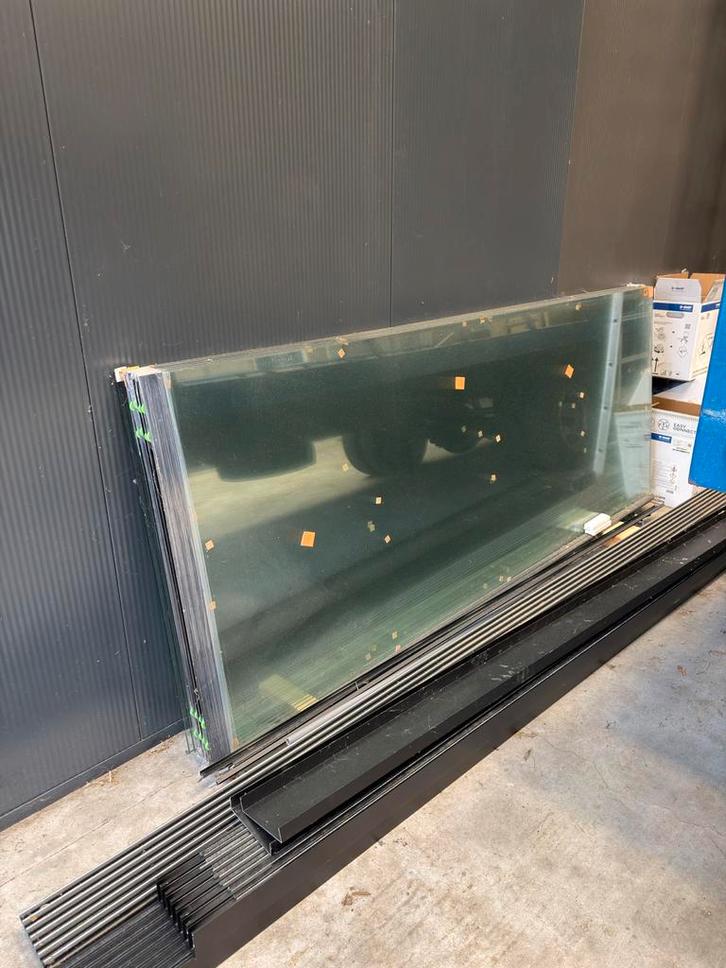 Glazen Schuifwand, Complete Set 264x104cm, tot 7 meter breed, Doe-het-zelf en Verbouw, Glas en Ramen, Zo goed als nieuw, Glasplaat