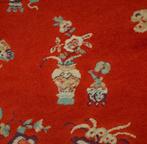 Vintage Aubusson vases vloerkleed Chan orange red 140x196cm, Gebruikt, 100 tot 150 cm, ., Rood