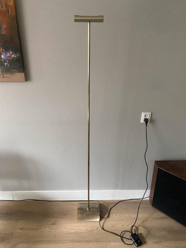 Lucide - Staande Lamp - Messing - 180cm, Huis en Inrichting, Lampen | Vloerlampen, Gebruikt, 150 tot 200 cm, Metaal, Ophalen