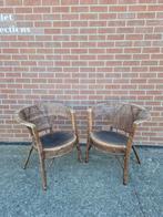 2 vintage rotan stoelen boho, Huis en Inrichting, Stoelen, Twee, Gebruikt, Bruin, Ophalen