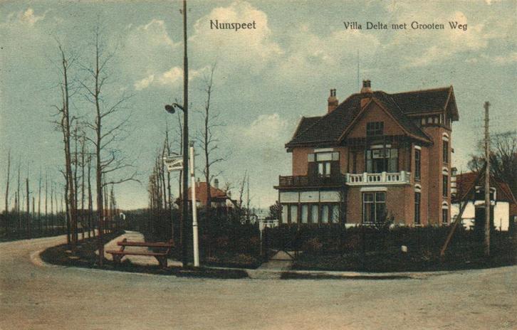 Nunspeet - Villa Delta met Grooten Weg - B-keus - 1911 gelop, Verzamelen, Ansichtkaarten | Nederland, Gelopen, Gelderland, Voor 1920