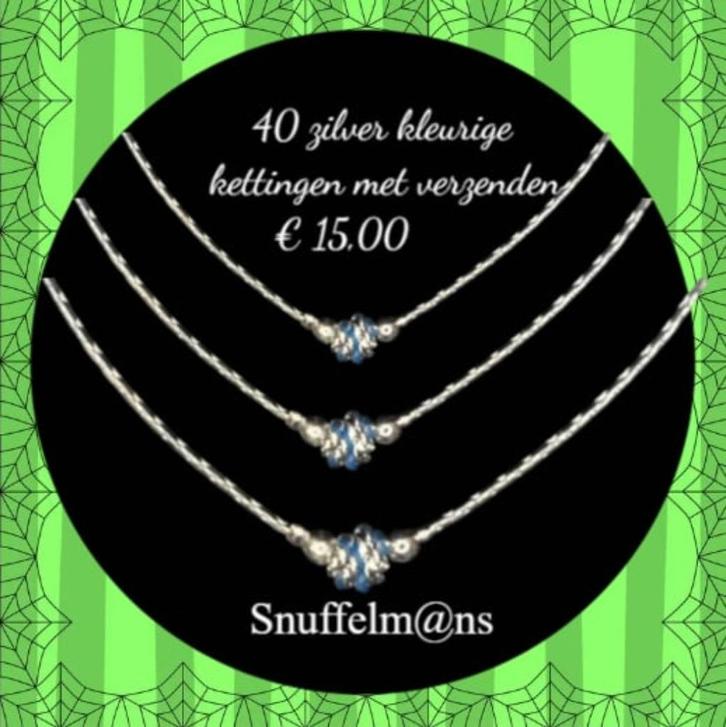 Partij handel 40 zilverkleurige kettingen € 15,00 incl.vzk, Sieraden, Tassen en Uiterlijk, Kettingen, Nieuw, Overige materialen