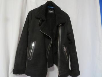 zwarte suedine aviator jas borgvoering mt M Only beschikbaar voor biedingen