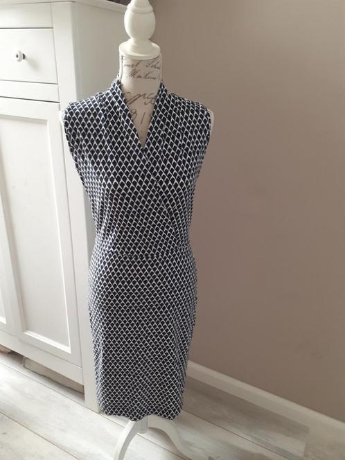 Mooie PURDEY jurk, donkerblauw/off-white, maat S., Kleding | Dames, Jurken, Zo goed als nieuw, Maat 36 (S), Blauw, Knielengte