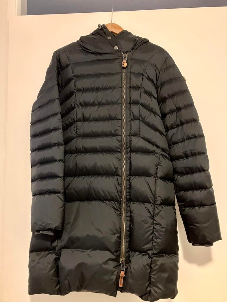 Donkergroene Moscow winterjas maat L met capuchon, Kleding | Dames, Jassen | Winter, Ophalen, Zo goed als nieuw, Groen