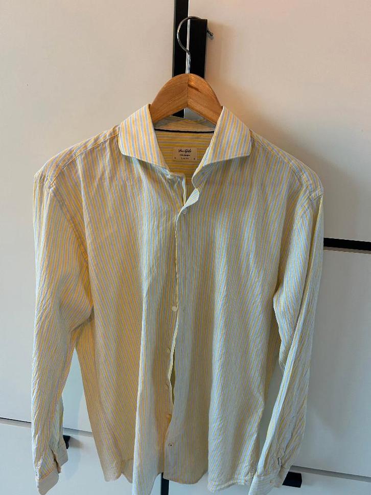 Van Gils blouse / overhemd – maat 41 – wit/geel, Kleding | Heren, Overhemden, Zo goed als nieuw, Halswijdte 41/42 (L), Wit, Ophalen of Verzenden