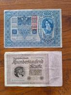 100.000 Mark en 1000 Kronen  bankbiljet, Postzegels en Munten, Bankbiljetten | Europa | Niet-Eurobiljetten, Ophalen of Verzenden