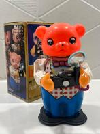 Blikken speelgoed beer met camera MS 575 mechanisch + doos, Ophalen of Verzenden