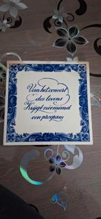 Delfts blauw tegeltje met spreuk, Ophalen of Verzenden, Zo goed als nieuw, Tekenen en Schilderen, Onbekend