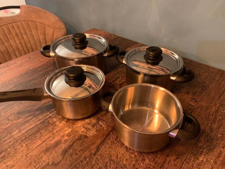 BK Karaat pannenset, Huis en Inrichting, Keuken | Potten en Pannen, Gebruikt, Pannenset, Rvs, Inductieplaat, Keramische plaat