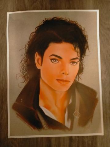 Michael Jackson king of pop vintage tekening print beschikbaar voor biedingen