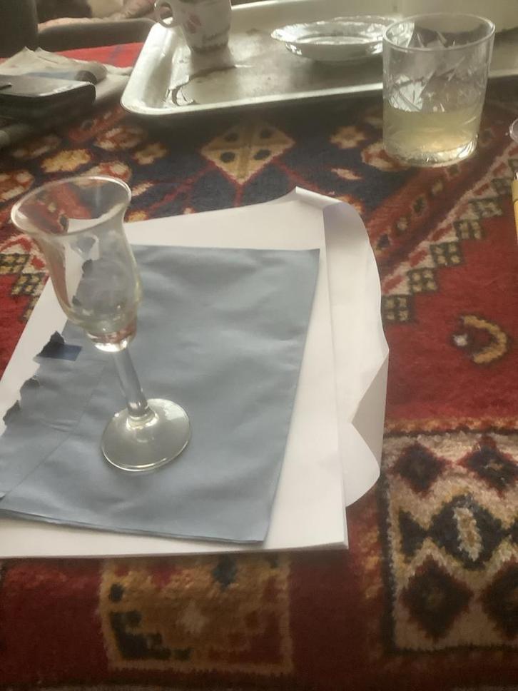 Zes borrelglaasjes met UBV 1981 opschrift, Verzamelen, Glas en Borrelglaasjes, Gebruikt, Ophalen of Verzenden