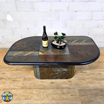 Vintage Kingma stijl Salontafel met Leisteen / stenen blad beschikbaar voor biedingen
