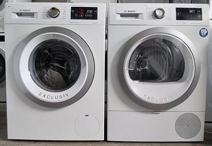 Bosch set 8Kg Wasmachine en Bosch 8Kg Warmtepompdroger., Witgoed en Apparatuur, Wasmachines, Zo goed als nieuw, Voorlader, 8 tot 10 kg