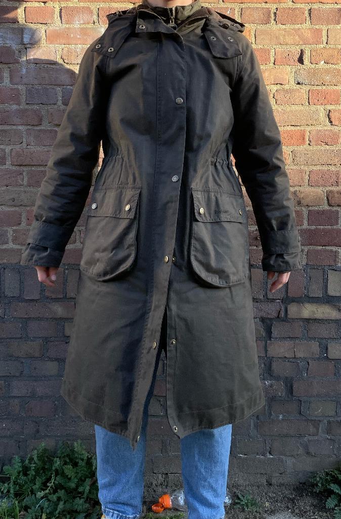 Barbour dames waxcoat Long Cannich, Kleding | Dames, Jassen | Winter, Zo goed als nieuw, Maat 38/40 (M), Groen, Verzenden
