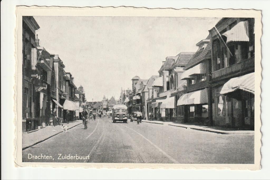 DRACHTEN ZUIDERBUURT WINKELS NTM TRAMSPOOR, BEDFORD? AUTOBUS, Ophalen of Verzenden, 1940 tot 1960, Ongelopen, Friesland