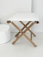 Bamboe krukje met witte canvas zitting, Huis en Inrichting, Ophalen of Verzenden, Zo goed als nieuw, Hout