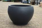 Ronde clayfibre bloempotten Monika antraciet grijs terras, Ophalen, Kunststof, 40 cm of meer, Rond