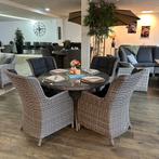 Wicker Tuinset – Ø120 cm – 4 stoelen — ZGAN / TWV: €1.350,-, Tuin en Terras, Tuinsets en Loungesets, Verzenden, ., Zo goed als nieuw
