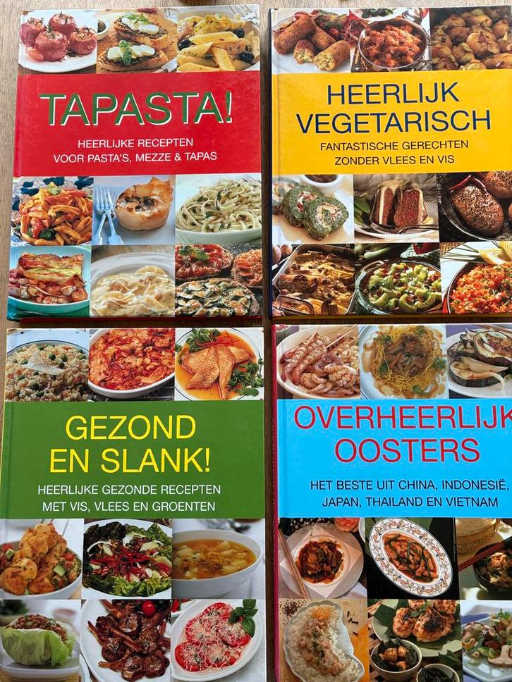 Rebo Kookboeken Set - Tapas, Vegetarisch, Oosters, Gezond, Boeken, Kookboeken, Zo goed als nieuw, Tapas, Hapjes en Dim Sum, Azië en Oosters