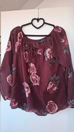 Donkerrode blouse met rozen, Kleding | Dames, Blouses en Tunieken, Maat 38/40 (M), Ophalen of Verzenden, Zo goed als nieuw, Rood