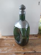 Gero antieke groene karaf met tinnen versiering, Antiek en Kunst, Antiek | Glas en Kristal, Ophalen of Verzenden
