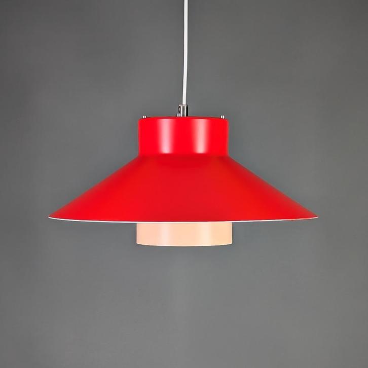 Louis Poulsen Visir hanglamp rood en roze, vintage design, Huis en Inrichting, Lampen | Hanglampen, Zo goed als nieuw, 75 cm of meer