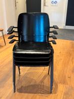 4 Stapelbare schoolstoelen met armleuningen, Huis en Inrichting, Stoelen, Ophalen, Gebruikt, Zwart, Vier