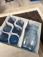 Ocean Blue Waterkan en Glazen Set - 7 Delig, Ophalen of Verzenden, Gebruikt