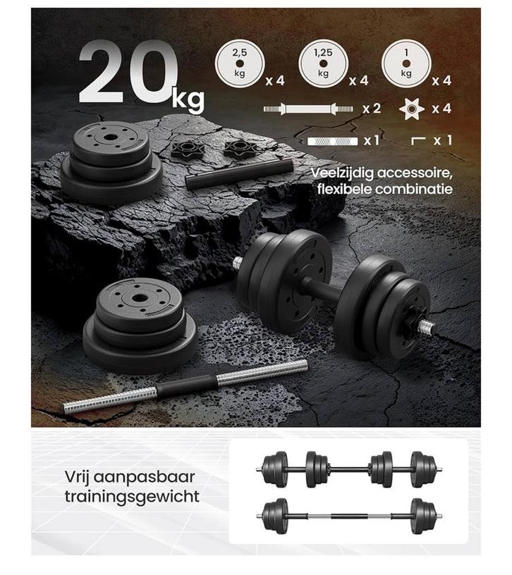 Nieuwe Dumbbell Set - 20kg Totaal, Sport en Fitness, Fitnessmaterialen, Zo goed als nieuw, Halterset, Armen, Ophalen of Verzenden